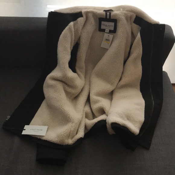 NEW Cole Haan tumbled wool coat Sherpa lining - Picture 5 of 7